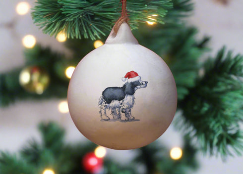 Sprocker Black & White Ceramic Bauble